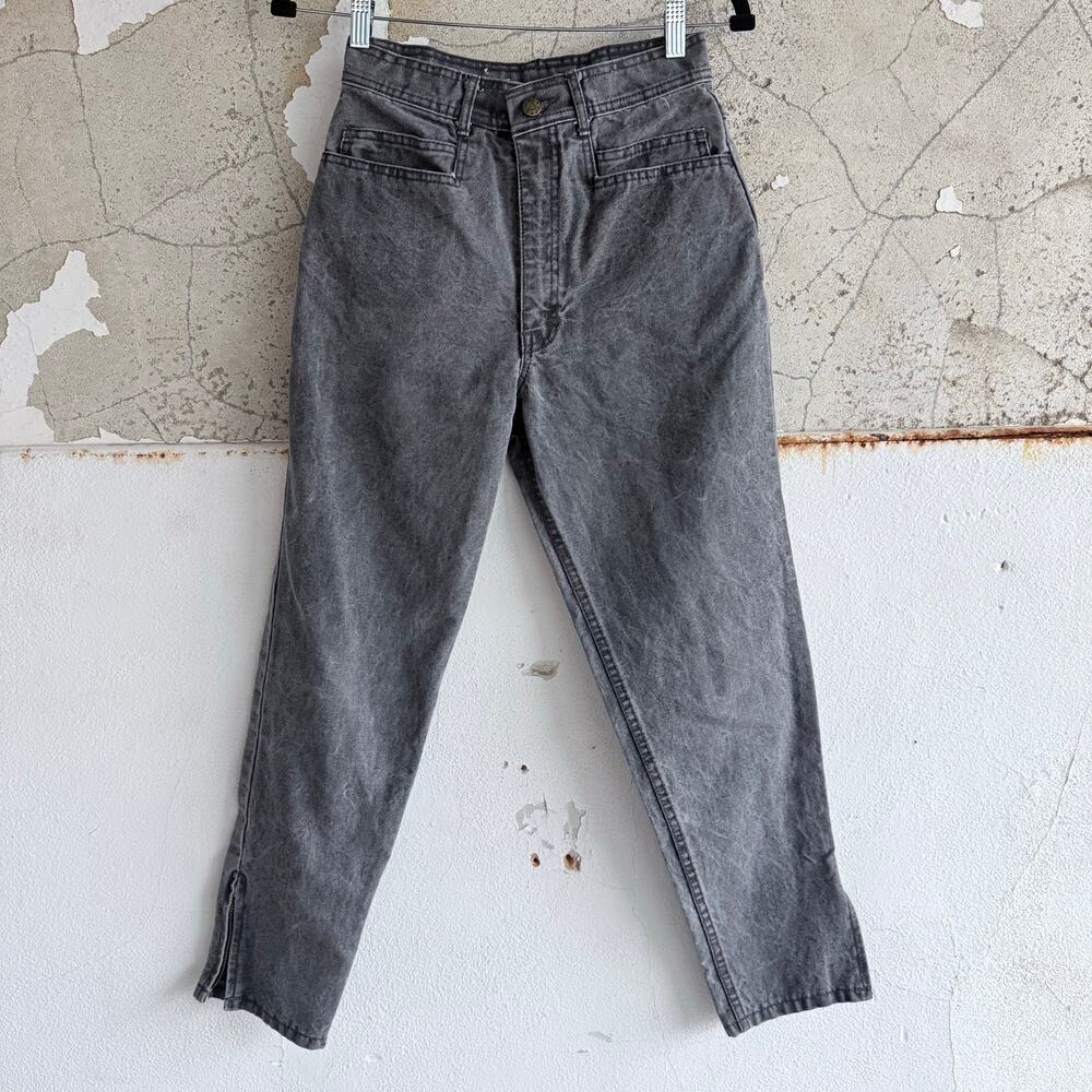 Vtg 80s Gitano Jeans High Rise Tapered Gray Denim Ankle Zip Womens 26x28 Retro‎